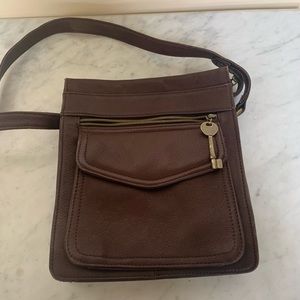 Vintage Fossil Crossbody Leather Bag Brown